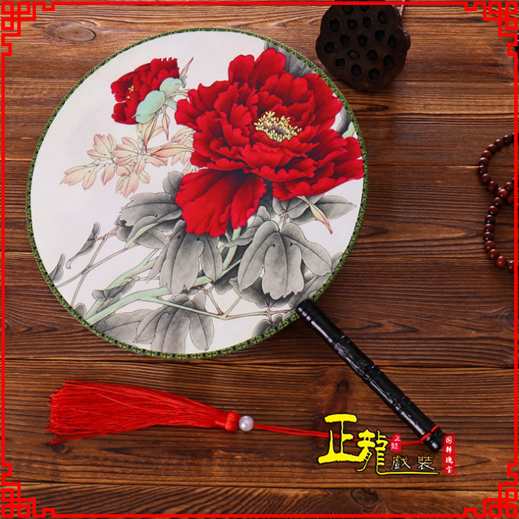 甘洛古典中国风团扇空白扇跳舞蹈扇 真丝宫扇