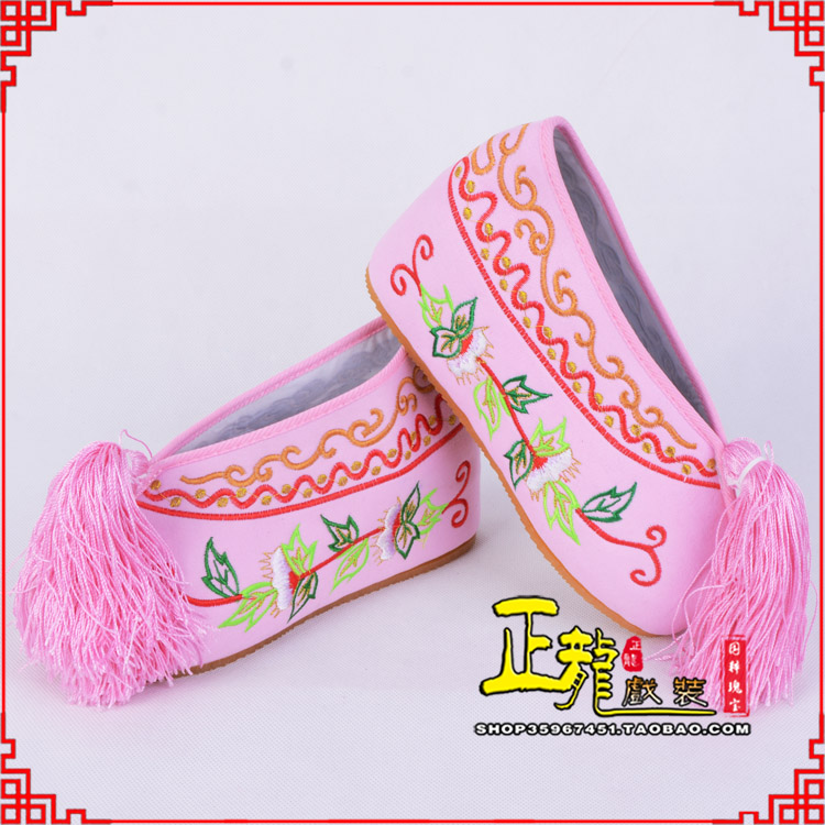 甘洛花旦鞋女绣花彩鞋 舒适款草花内高彩鞋