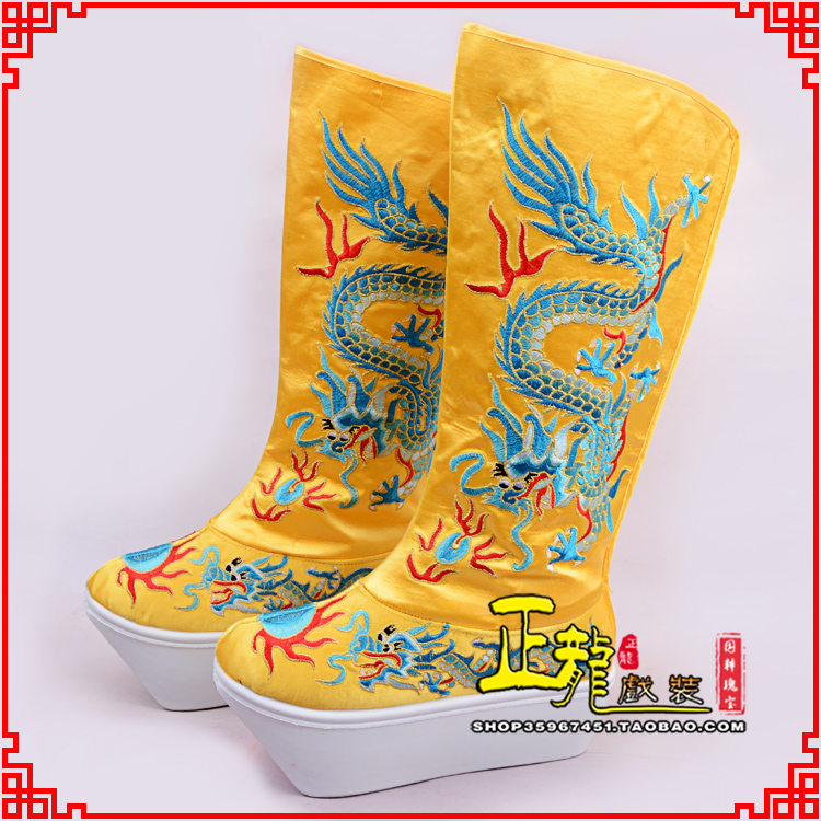 甘洛皇帝龙靴变脸靴绣龙靴子厚底官靴 好龙高靴