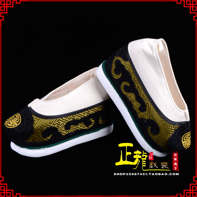 甘洛戏鞋方口鞋老生鞋老旦鞋三义斋纸底内高福字履