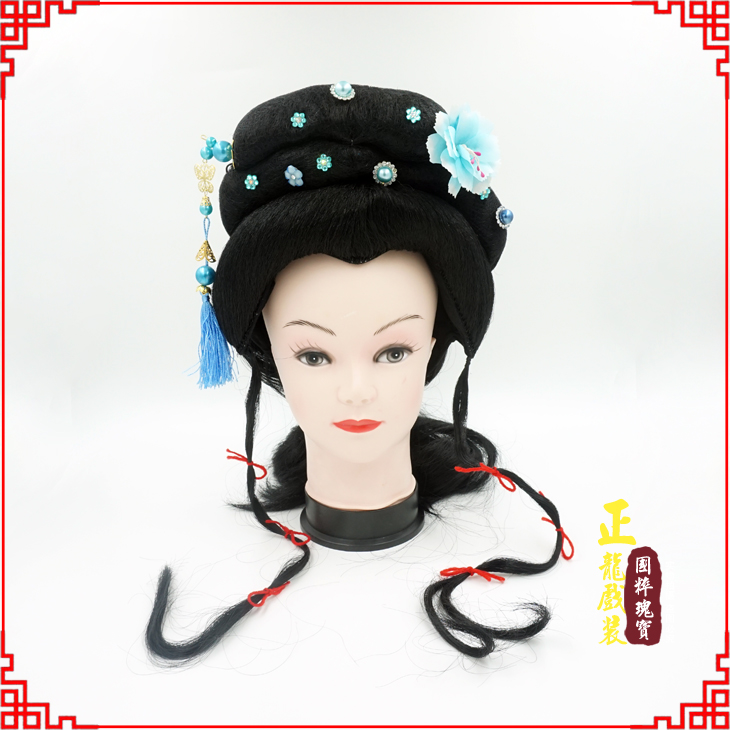 甘洛戏剧服装京剧越剧小旦花旦丫鬟假发 小姐头套