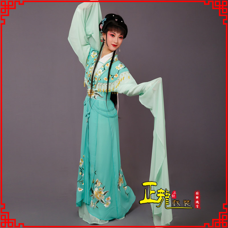 甘洛青衣水袖戏服演出服 云肩花旦衣
